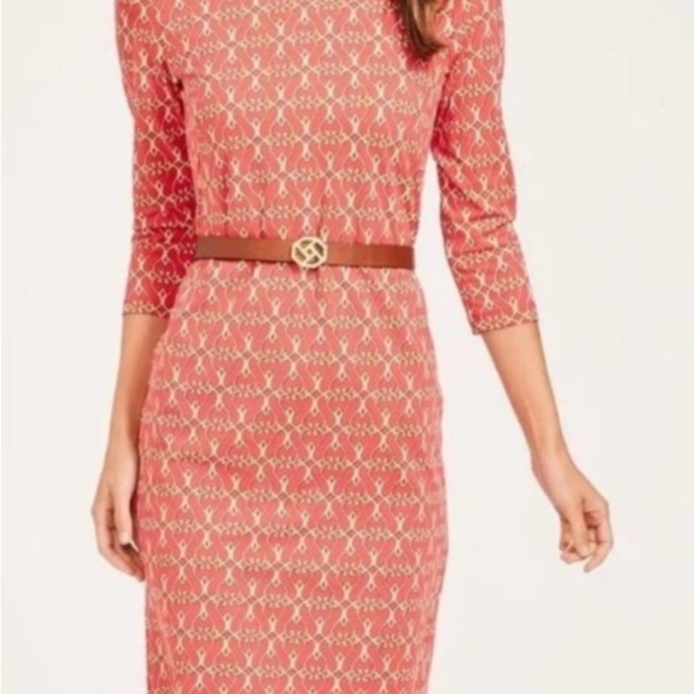 J. McLaughlin red Geometric Long Sleeve dress